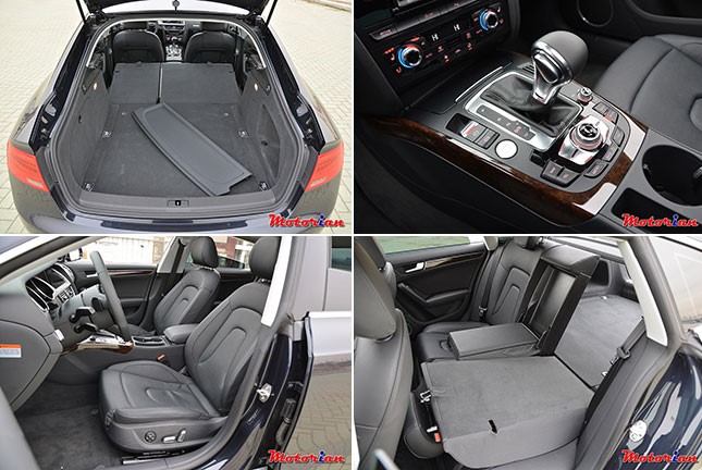 아우디 A5 스포트백 2.0 TDI 인테리어, 기어 레버, 코브라 버킷 시트, 2열 시트
