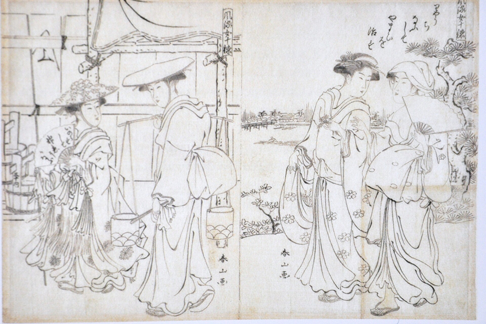 가쓰카와 슌잔의 판화 시리즈 『당대 여인의 열 가지 미덕』을 위한 밑그림, 1782-98년