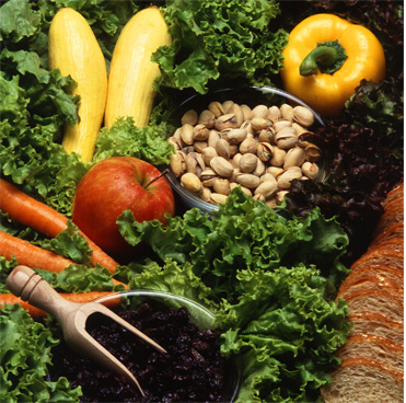 항산화제가 포함되어 있는 음식. 과일과 야채에는 항산화제가 풍부하게 들어있다.